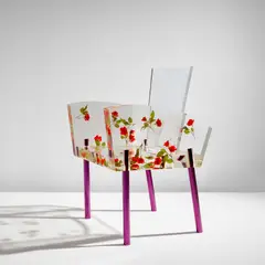 Shiro Kuramata, "Miss Blanche" chair, designed 1988, executed before 1991, Acrylic resin, synthetic roses, anodized aluminum