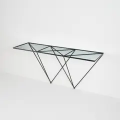Giovanni Ferrabini, Rare console table, circa 1957, Painted iron, brass, glass