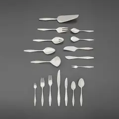 Gio Ponti, "Diamond" flatware service for 24, circa 1958, Sterling silver, stainless steel