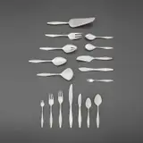 Gio Ponti, "Diamond" flatware service for 24, circa 1958, Sterling silver, stainless steel