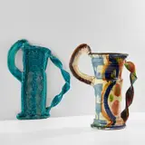 "Twisted Handle Vase with Shadow" by Betty Woodman, 1986, Glazed earthenware, sold Jun 2022