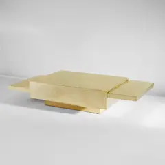 “2000” extendable coffee table, from the "Plurimi" series by Gabriella Crespi, designed 1970, executed 1970-1982, Brass-covered wood, sold Jun 2022