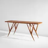 Ico Parisi, Console table, model no. 1109, circa 1951, Walnut, walnut-veneered wood, thuya-veneered wood, brass
