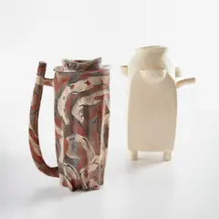 "Flask/Filter" by Alison Britton, 2005-2006, Hand-built earthenware, painted slips and pigments, clear matte glaze, sold Jun 2022
