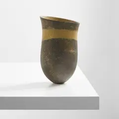 Jennifer Lee, "Dark, tilted rim, amber bands" vessel, 1992, Stoneware, oxides