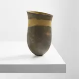 Jennifer Lee, "Dark, tilted rim, amber bands" vessel