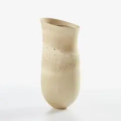 "Pale shale, ivory and speckled bands" vessel by Jennifer Lee, 1993, Stoneware, oxides, sold Jun 2022