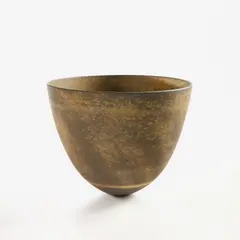 Jennifer Lee, "Mottled dark, amber bands and flashes" bowl, circa 1989, Stoneware, oxides
