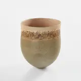 Jennifer Lee, "Slate-olive, speckled and coral rim" vessel