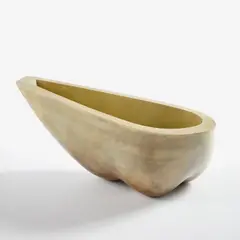 Nicholas Rena, Asymmetric bowl, 1999, Press-molded and waxed earthenware infused with inks