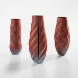 Nicholas Arroyave-Portela, "Dimpled," "Cut Wave," and "Zig-Zag" forms, circa 2000, Stoneware with airbrushed terra sigillata