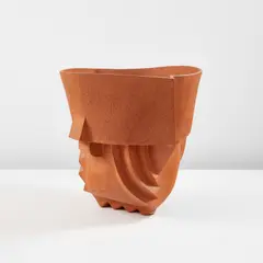 "Triaxial Procession" by William Daley, circa 1982, Unglazed stoneware, sold Jun 2022