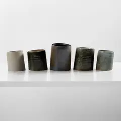 Jane Hamlyn, Five vessels, from the "Empty Vessel" series, 2006, Salt-glazed stoneware
