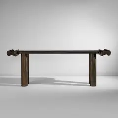 Garry Knox Bennett, "Black Freighter" console table, 1990, Patinated steel