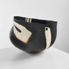 Bowl by Gordon Baldwin, 1986, Earthenware, painted slip, sold Jul 2022