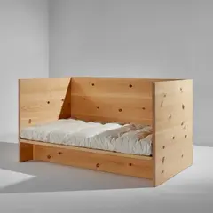 Donald Judd, "Single Daybed 32", designed 1978, produced 2017, Pine, fabric upholstery