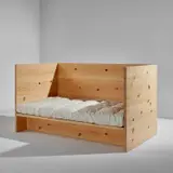 Donald Judd, "Single Daybed 32", designed 1978, produced 2017, Pine, fabric upholstery
