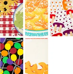 Group of five posters, designed for the annual Herman Miller summer picnics by Stephen Frykholm, 1985-1989, Screenprint in colors, sold Jul 2022