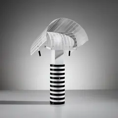"Shogun" table lamp by Mario Botta, circa 1985, Painted steel, painted metal, plastic, sold Jul 2022