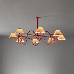Jean Royere, "Ondulation" ceiling light, circa 1939, Painted metal, paper shades