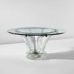 Marc Lalique, “Cactus” table, designed 1951, produced circa 1984, Crystal, glass, chromium-plated steel