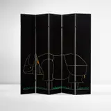 “Rhinoceros” five-panelled screen, from the “Ultramobile” series by François-Xavier Lalanne and Kazuhide Takahama, circa 1976, Lacquered and serigraph-printed plywood, rubber, sold Dec 2022