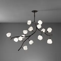Jeff Zimmerman, Unique "Vine" ceiling light, 2011, Patinated brass, hand-blown glass