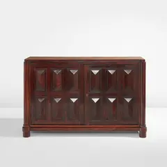 Cabinet by Jacques Adnet, 1940s, Oak, oak-veneered wood, sold Dec 2022