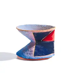 "Blue Fun One" by Ron Nagle, 2004, Earthenware, underglaze, glaze, overglaze, epoxy resin, sold Dec 2022