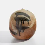 "Closed Form" with rattle by Toshiko Takaezu, 1990s, Glazed salt fired stoneware, sold Dec 2022