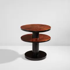 Side table by Gio Ponti, circa 1934, Burl walnut-veneered wood, painted wood, sold Dec 2022