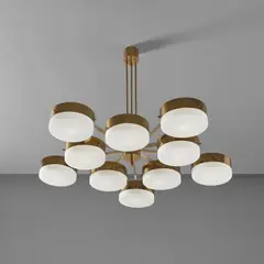 Ceiling light by Angelo Lelii, circa 1960, Brass, painted metal, glass, sold Dec 2022