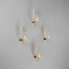 Four wall lights by Seguso, circa 1948, Glass with gold leaf inclusions, brass, sold Dec 2022