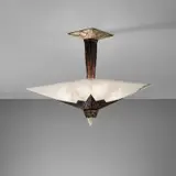 Albert Cheuret, Ceiling light, circa 1925, Silver-plated bronze, alabaster