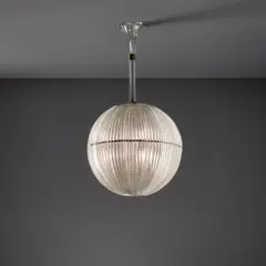 Ceiling light, model no. 5294 by Carlo Scarpa, circa 1936, Cordonato glass, chromium-plated metal, sold Dec 2022