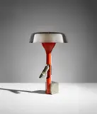 Angelo Lelii, Adjustable table lamp, circa 1962, Steel, painted aluminum, chromium-plated brass