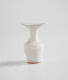 Small vase with flaring lip by Lucie Rie, circa 1976, Stoneware, flowing white glaze, sold Feb 2021