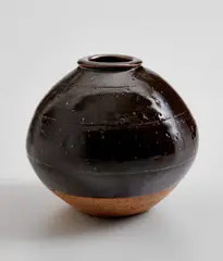 Vase by Bernard Leach, circa 1960, Stoneware with tenmoku glaze, sold Feb 2021