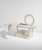 Andy and Dave, Unique "Where is this?" bench, 2018, Vinyl upholstery, aluminum