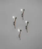 Kim Moltzer, Set of four "Bamboo" wall lights, circa 2005, Bronze, painted metal, glass