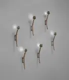 Kim Moltzer, Set of six "Bamboo" wall lights, circa 2005, Bronze, painted metal, glass