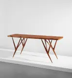 Console table, model no. 1109 by Ico Parisi, circa 1951, Walnut, walnut-veneered wood, thuya-veneered wood, brass, sold Jun 2021