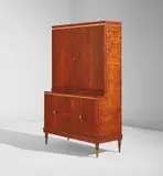 Cabinet by Gio Ponti and Emilio Lancia, 1930s, Cuban mahogany-veneered wood, Cuban mahogany, copper, nickel-plated metal, sold Jun 2021