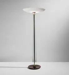Floor lamp by Pietro Chiesa, circa 1935, Glass, walnut, brass, painted metal, sold Jun 2021