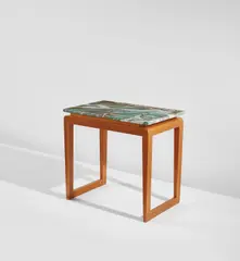 Console table by Gio Ponti, circa 1940, Oak, oak-veneered wood, verde malachite marble, sold Jun 2021