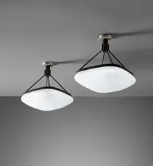 Pair of ceiling lights by Studio B.B.P.R., circa 1960, Painted metal, acrylic, aluminum, offered Jun 2021