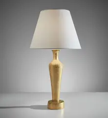 Alberto Giacometti, "Grecque" table lamp, tall model, circa 1937, Gilt plaster, paper shade