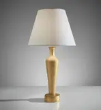 Alberto Giacometti, "Grecque" table lamp, tall model, circa 1937, Gilt plaster, paper shade