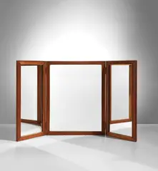 Folding mirror by Jean-Michel Frank, 1930s, Oak, mirrored glass, sold Jun 2021