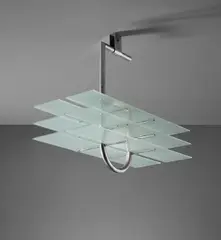 René Herbst, Ceiling light, from the architect's residence, 1930s, Chromium-plated tubular brass, chromium-plated brass, glass